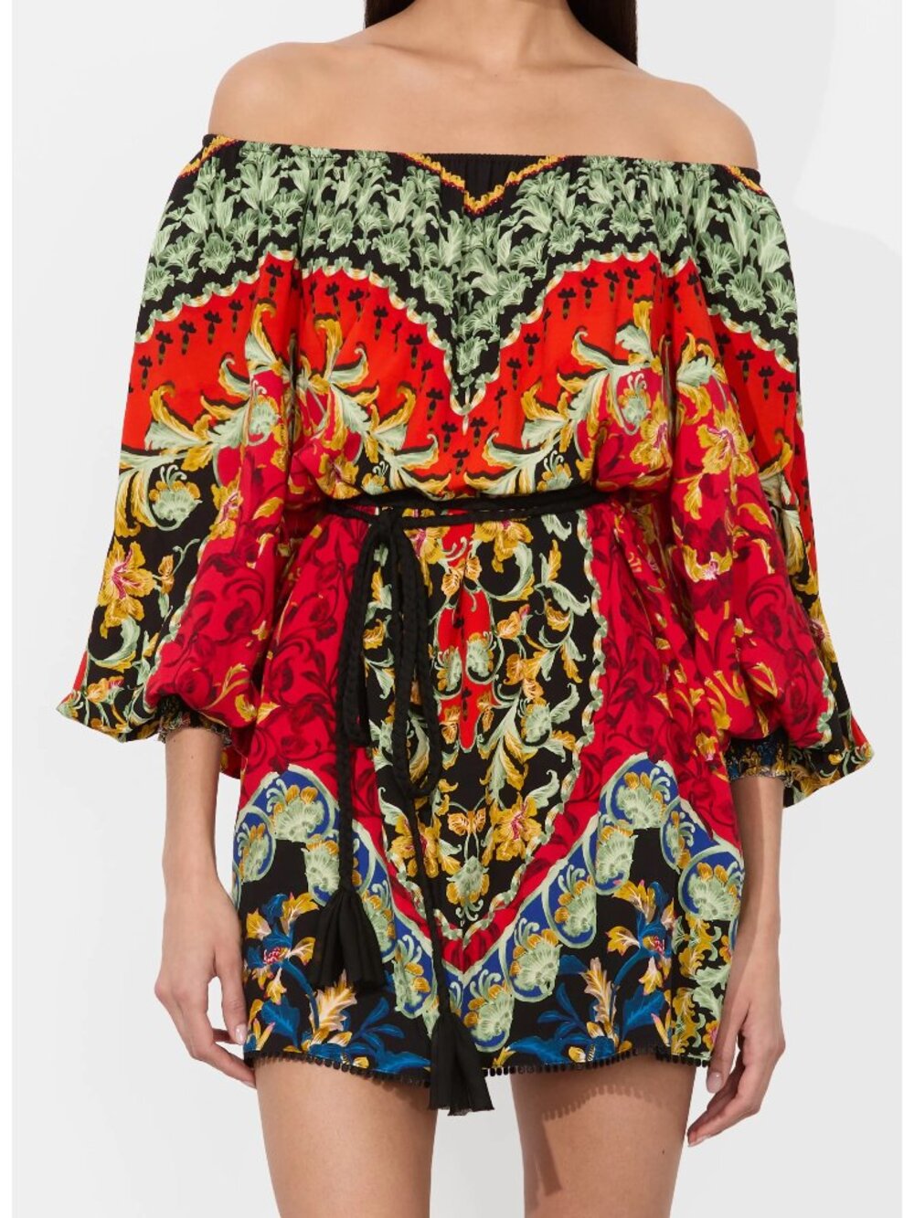 Alice + Olivia Artemis Love Note Print Mini Dress Floral Paisley Red S